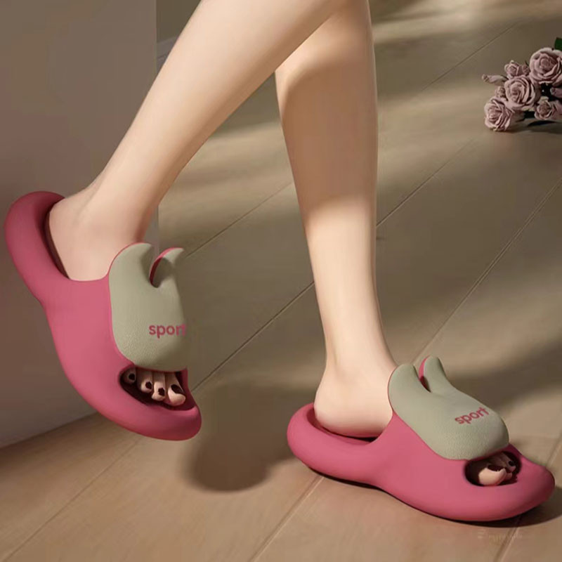 2024新款女式超柔軟麵包拖鞋適合舒適居家情侶學生夏季外套厚底拖鞋