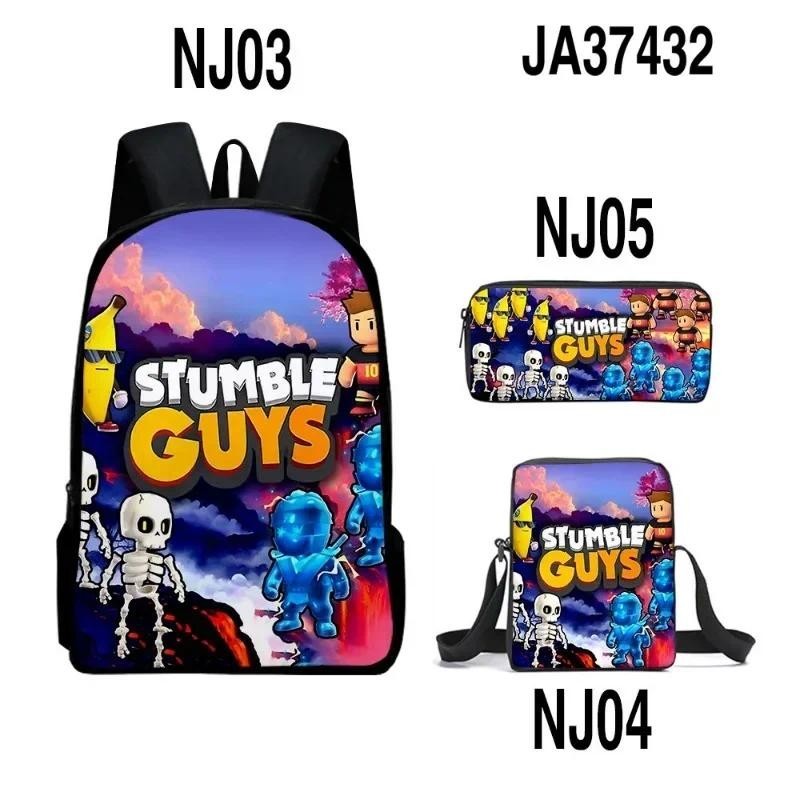 Stumble Guys Crash Party 書包兒童背包午餐袋鉛筆袋卡哇伊卡通 Mochila 兒童背包