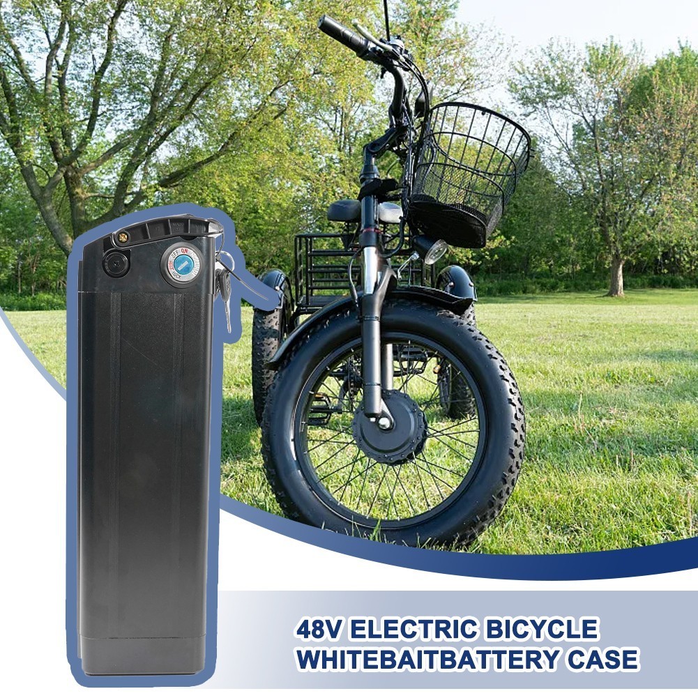 電動自行車電池盒塑料盒適用於 48V 大容量 1865 支架黑色