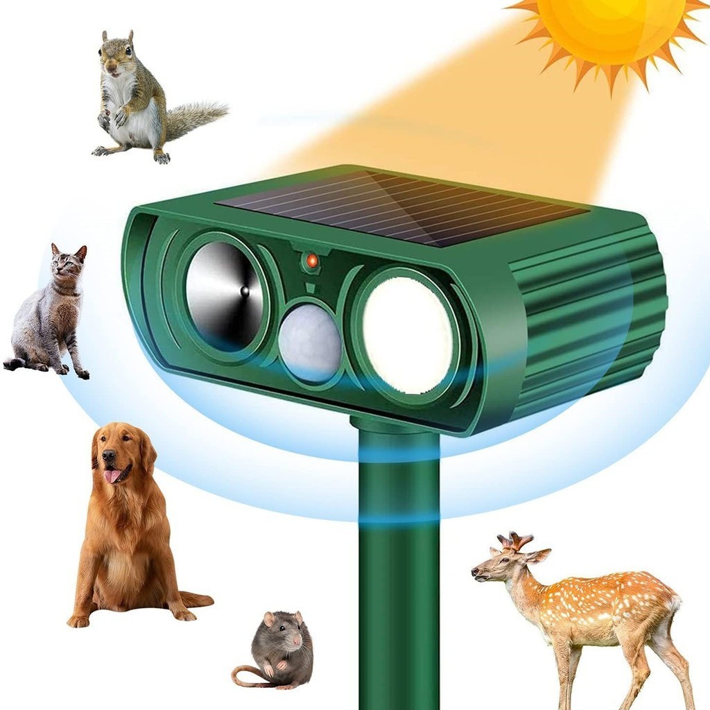太陽能動物驅趕器紅外超音波變頻電子驅狗器 貓狗鳥類戶外驅趕器
