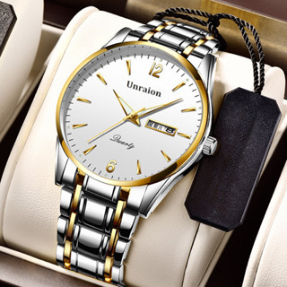 男士商務手錶時尚日曆簡約錶盤自動手錶不銹鋼錶帶