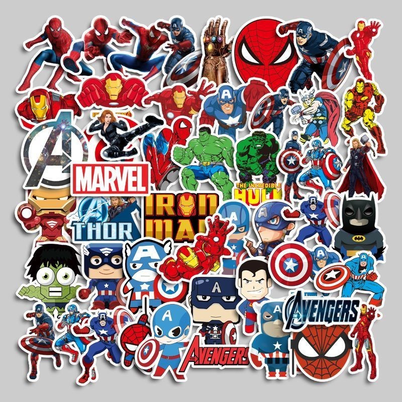 【特價】50張漫威超級英雄復仇者聯盟貼紙手機手帳裝飾蜘蛛俠鋼鐵俠貼畫