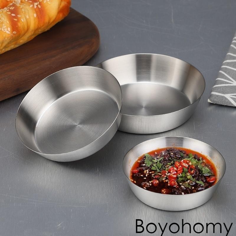 【Boyohomy】工廠促銷 加厚304不銹鋼碟子 豪華圓形蘸料碟 泡菜碟 家用小菜碗 盤子 韓式餐具