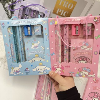 三麗鷗 Kawaii Sanrio Kuromi鉛筆Kulomi Hb鉛筆橡皮擦組合套裝學校卡哇伊可愛學生文具用品