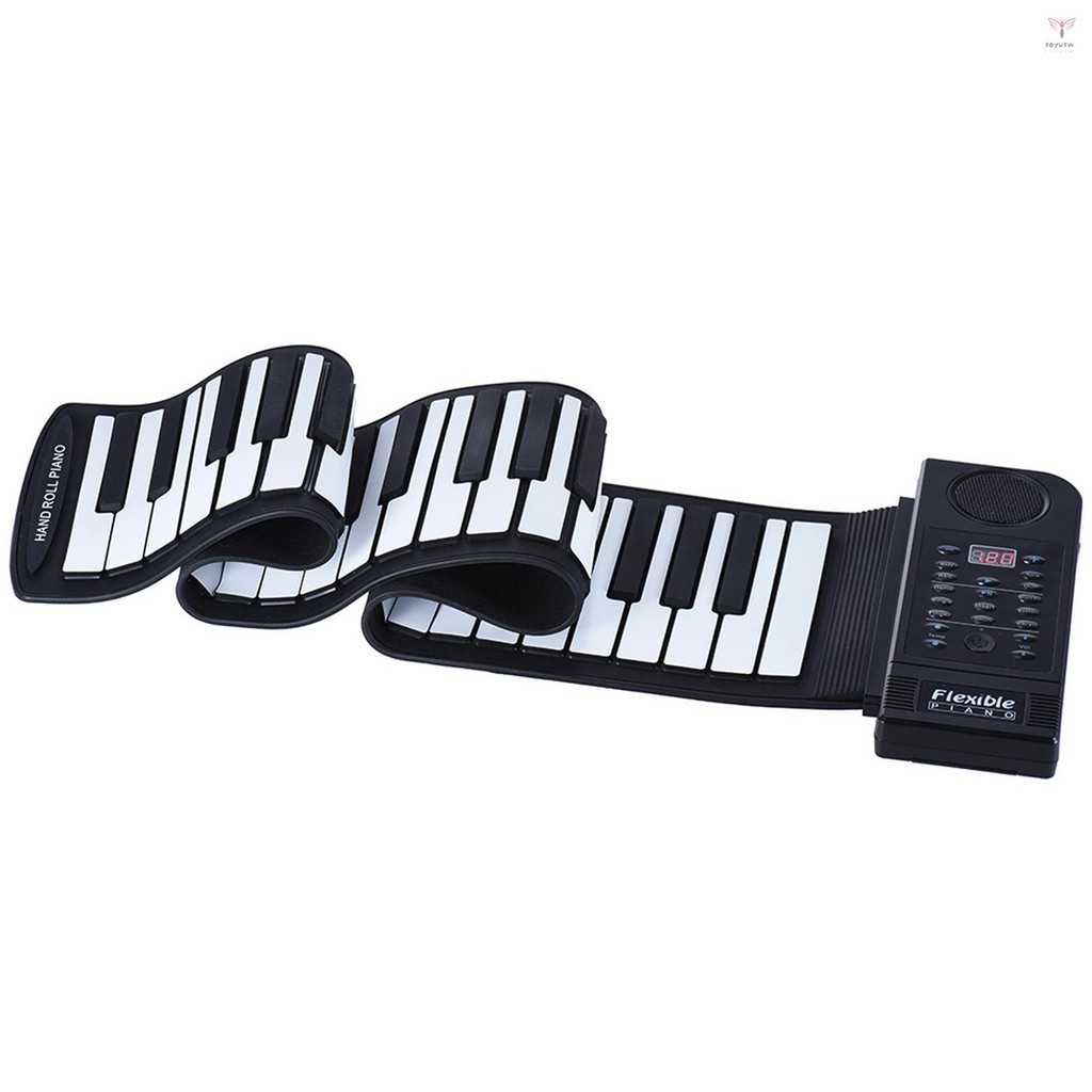 便攜式矽膠 61 鍵捲起鋼琴電子 MIDI 鍵盤,內置揚聲器