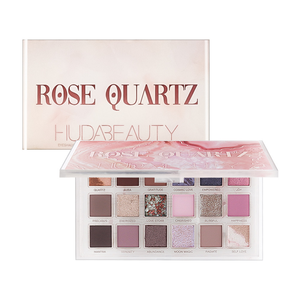 HUDA BEAUTY 玫瑰晶18色眼影盤 17.35g #Rose Quartz-平輸