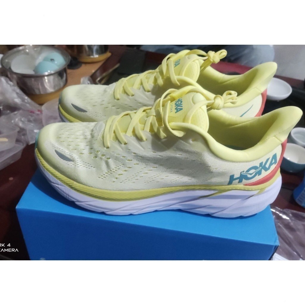 全新 Hoka One One Clifton 8 黃色卡其色男女通用鞋跑鞋