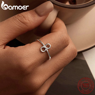 Bamoer 925 純銀戒指無限設計時尚女式首飾禮物