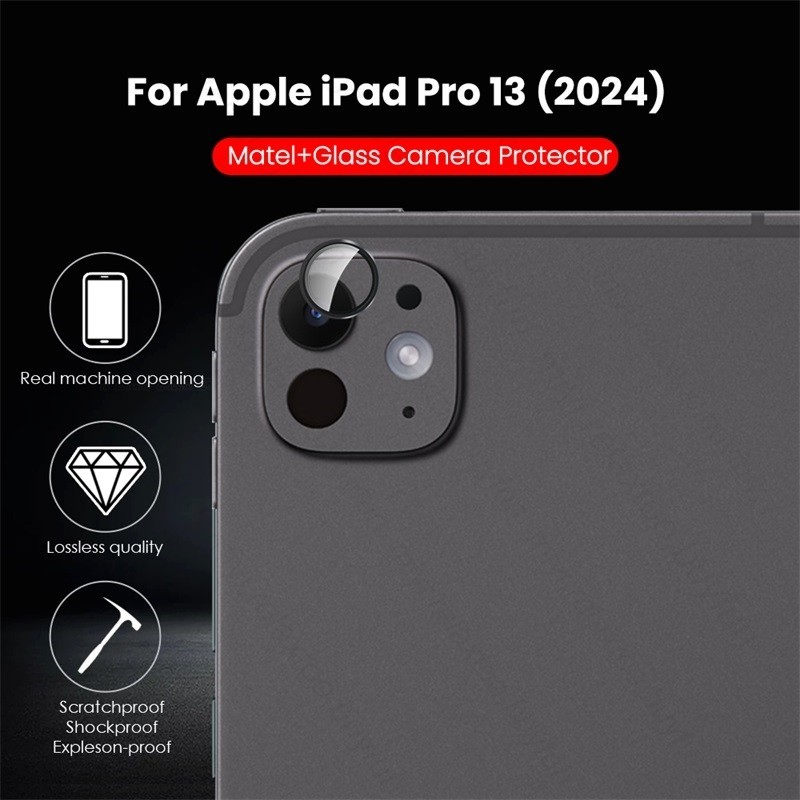 適用於 iPad Pro 11 2024 保護殼 Matel 環 + 鋼化玻璃相機鏡頭保護膜 i Pad Pro13 7