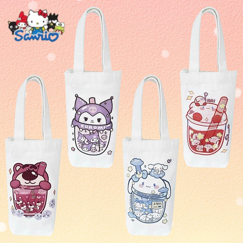 三麗鷗 Hello Kitty 手提包帆布午餐袋水杯袋卡哇伊可愛 Kuromi Cinnamoroll 收納袋便攜便當袋