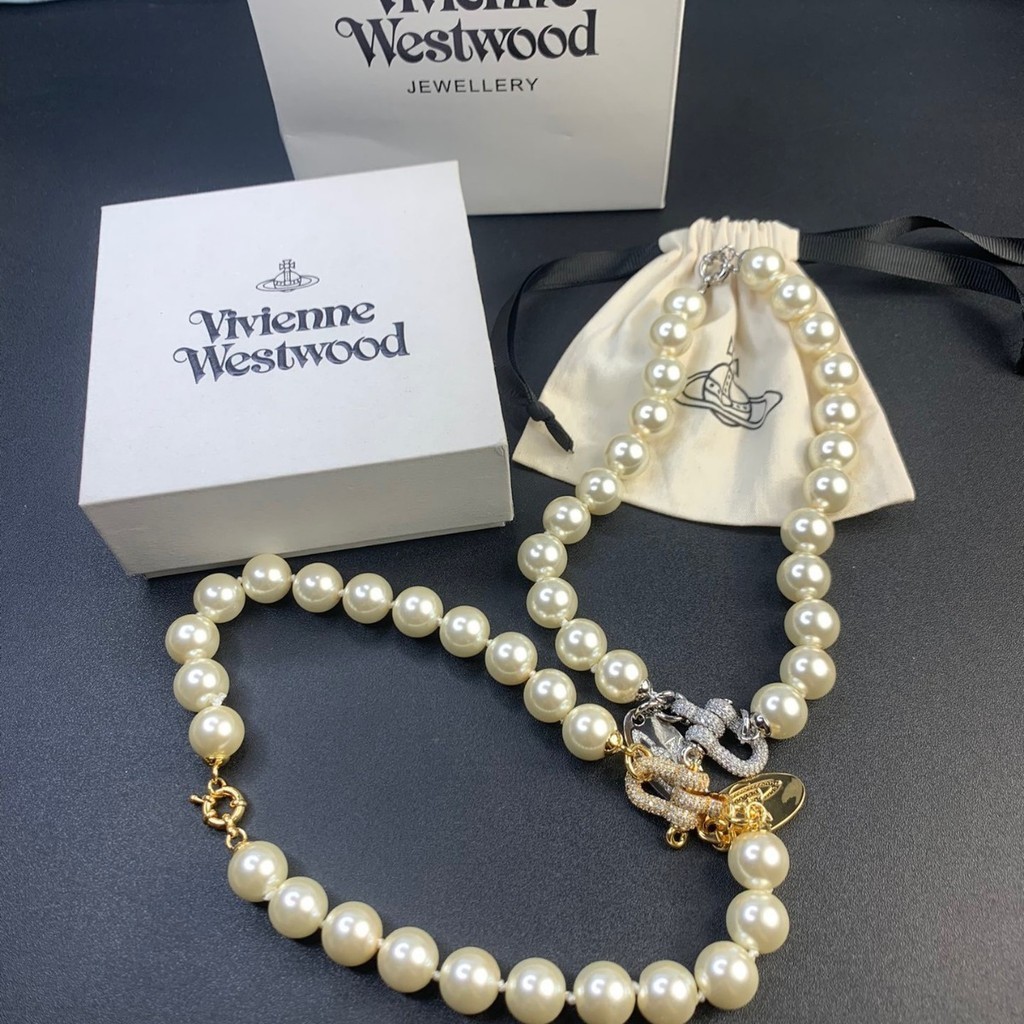 Vivienne Westwood 馬蹄圓牌珍珠項鍊個新朋克風珍珠馬蹄項鍊