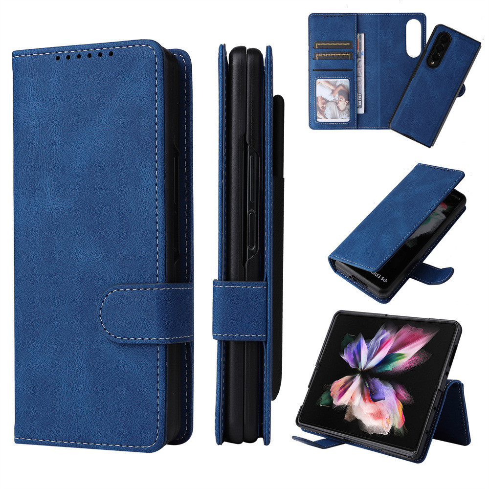 適用三星 Samsung Z Fold3手機殼Fold 4分體摺疊翻蓋Fold 5皮套帶筆槽Fold6