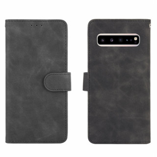 適用三星S10 5G手機殼Samsung S10 5G膚感牛皮紋插卡磁扣翻蓋皮套素面防摔手機殼書本式皮套