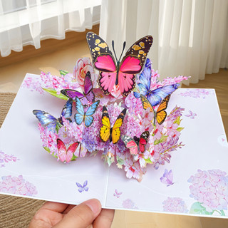 3d立體賀卡手工製作個性化3d蝴蝶生日賀卡送給母親的禮物
