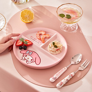 hello kitty 美樂蒂 大耳狗 餐具 分隔餐盤 陶瓷碟 可微波三格盤 點心盤 早餐盤 可愛卡通下午茶餐具
