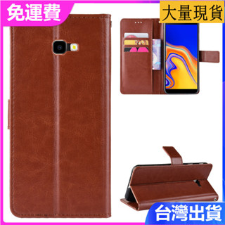 適用三星 Samsung Galaxy J4 Core手機殼皮套J4 Core瘋馬紋保護套插卡翻蓋