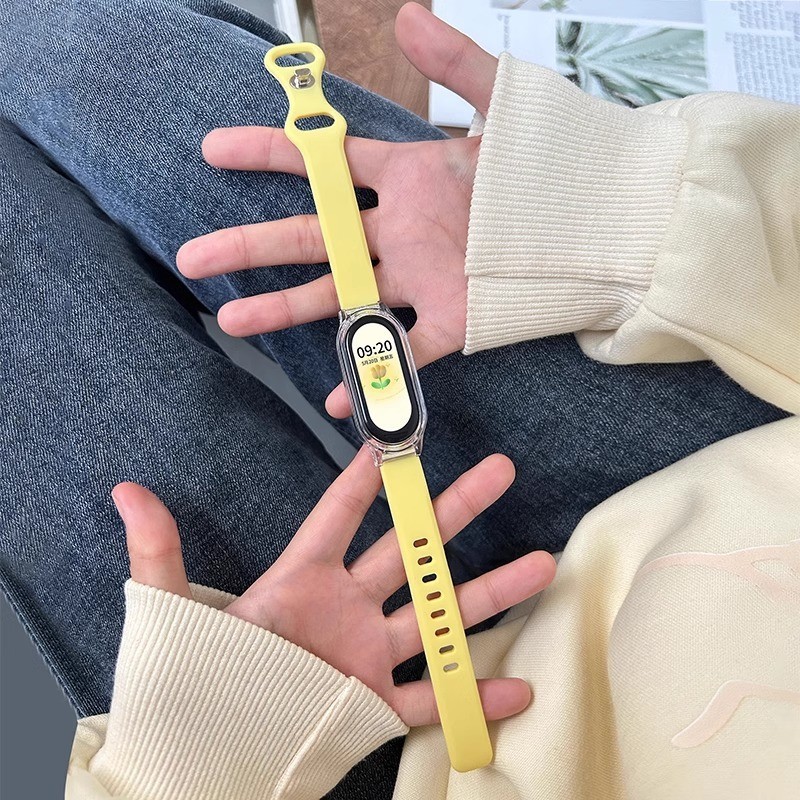 適用小米智能手環7654腕帶新硅膠反扣八字扣miband8nfc錶帶保護殼