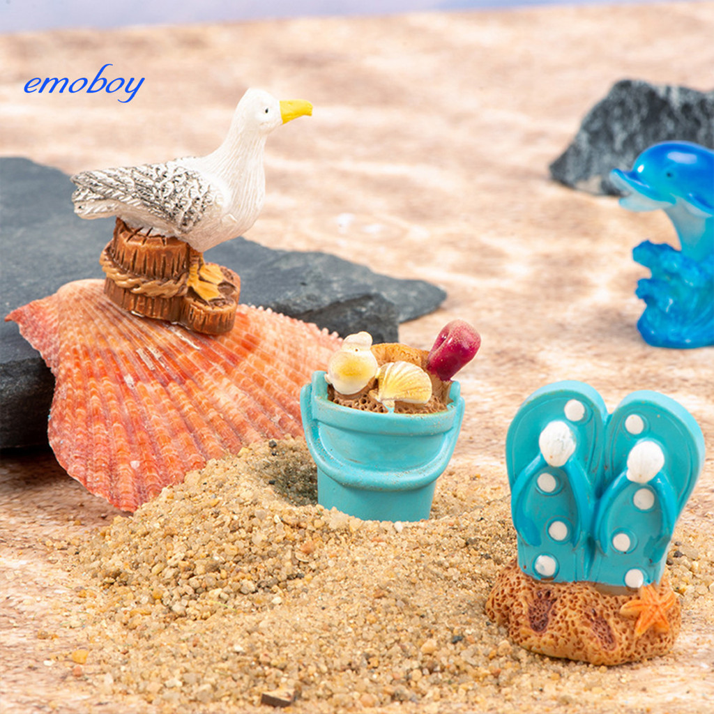 EMOBOY 微景觀造景衝浪板帆船海貝海鳥裝飾品配件海洋沙灘海邊系列小擺件