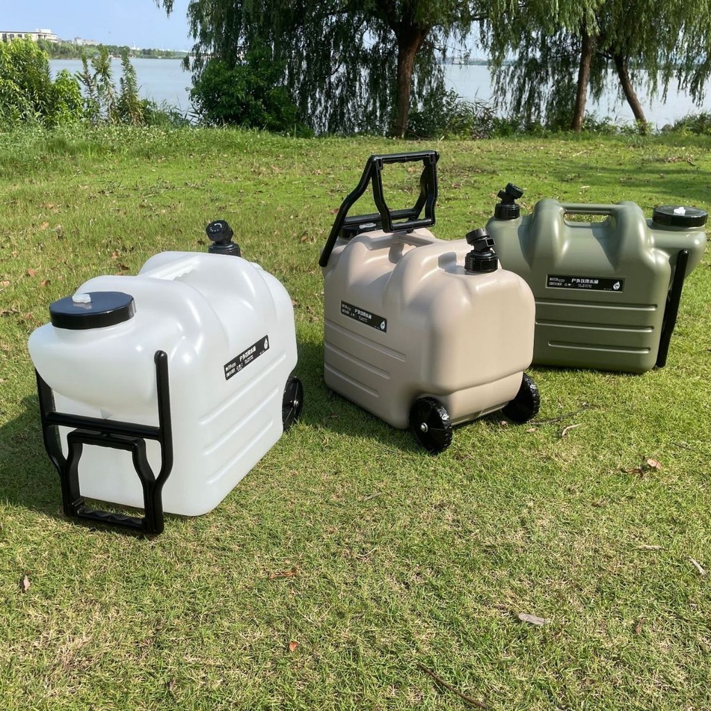 28L 露營 戶外 PE 水桶 便攜 拉桿 帶輪子 水龍頭 大號 水壺 車用 儲水箱