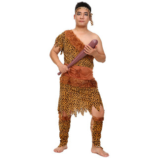 萬聖節 成人野人服裝 原始部落土著人 豹紋舞蹈表演服