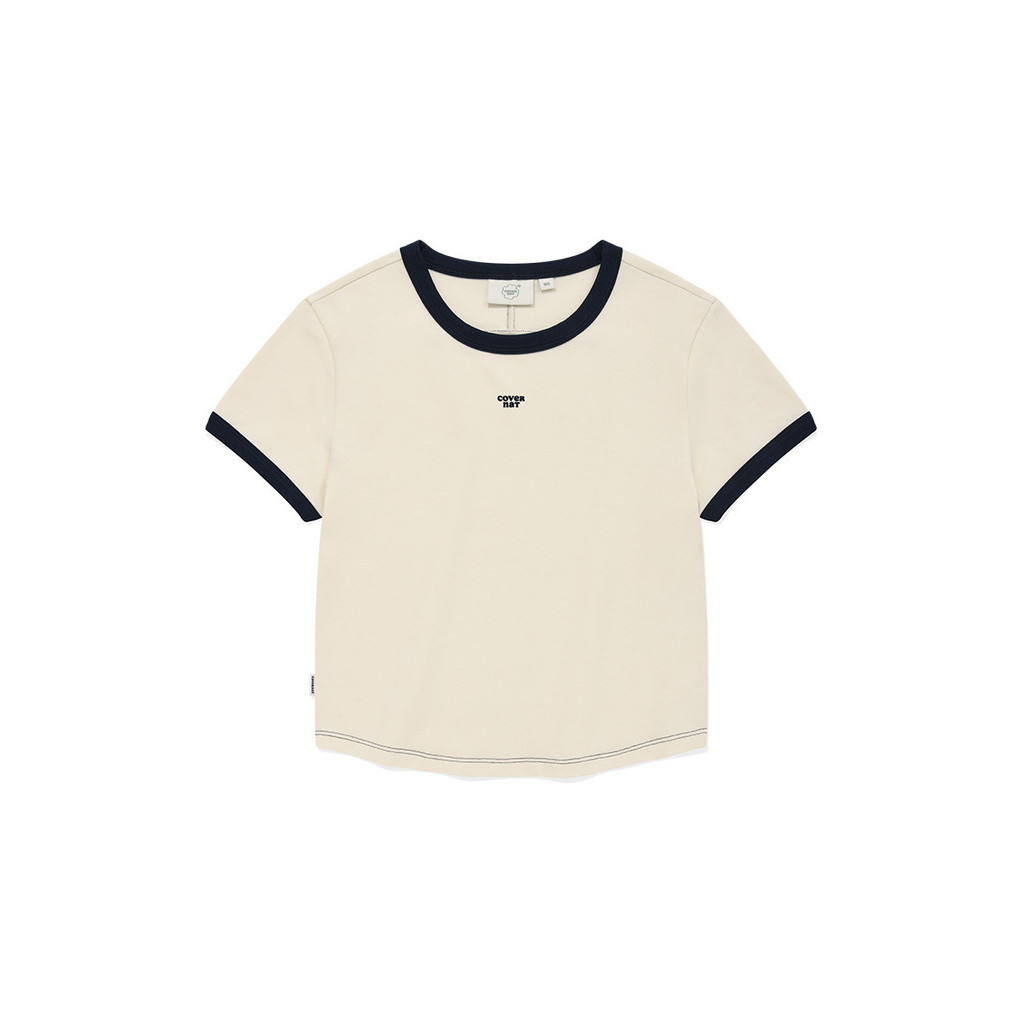 [COVERNAT] 女性夏季親膚透氣簡約設計露臍裝短袖T恤 （象牙白）[H8]