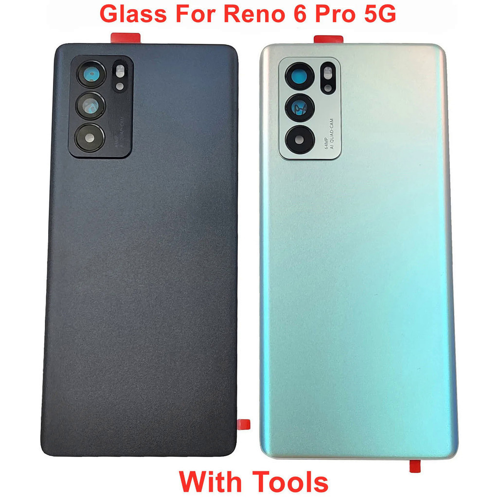 適用於 OPPO Reno6 Pro 5G 原裝大猩猩玻璃電池蓋 Reno 6 Pro 後門後殼面板外殼 + 相機鏡頭膠