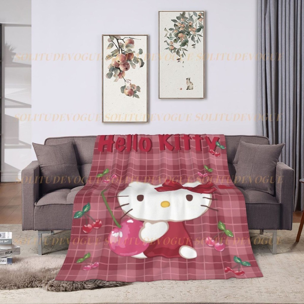 [現貨] Hello Kitty 法蘭絨毯子柔軟舒適保暖毯子適合沙髮沙發臥室客廳適合兒童成人