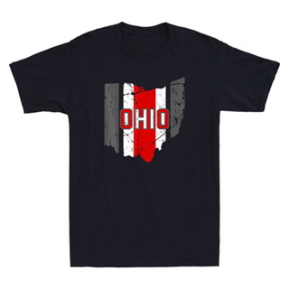 復古 Ohio 襯衫 Ohio State Map 有趣的禮物復古男士短袖 T 恤