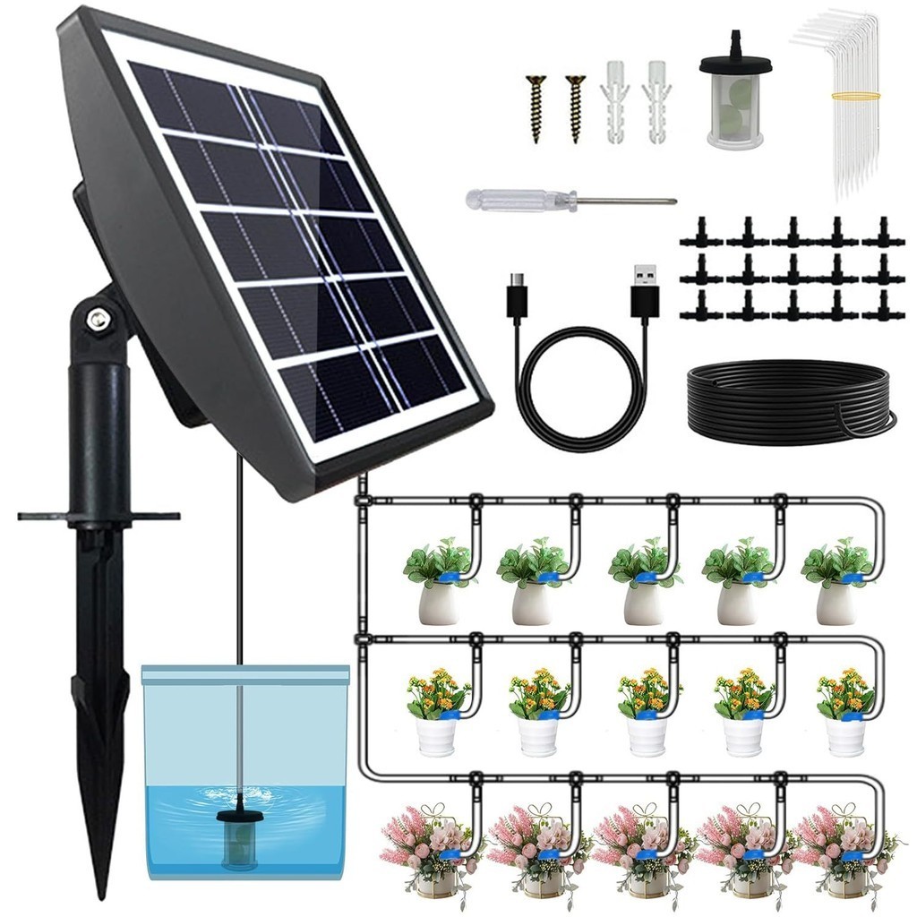 太陽能自動灌溉系統 室外盆栽植物澆水系統 陽臺植物自動澆水設備 自動澆水器