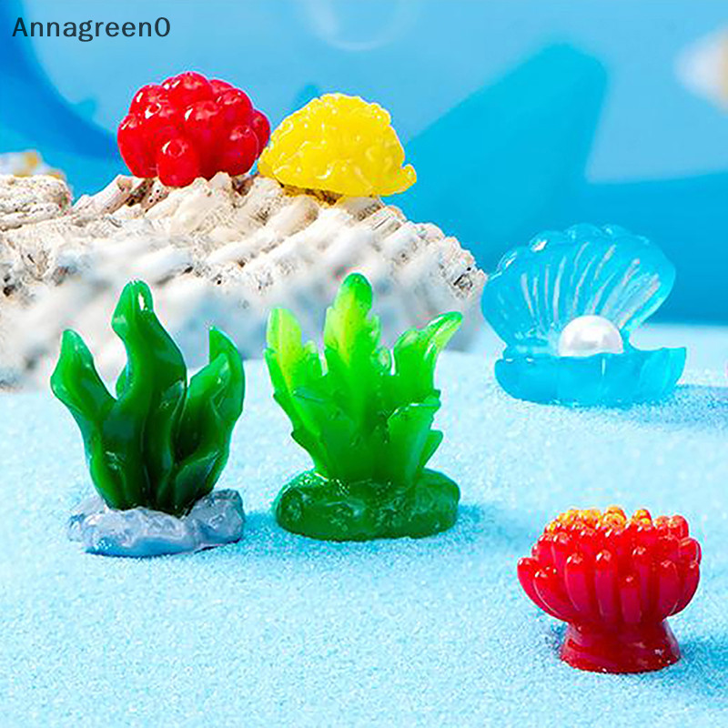 Anna 彩色樹脂水族箱迷你人造珊瑚殼礁景觀魚水下擺件水族箱配件 EN
