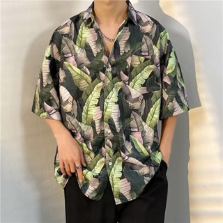 夏威夷風襯衫情侶裝夏季短袖沙灘旅遊度假襯衫男女