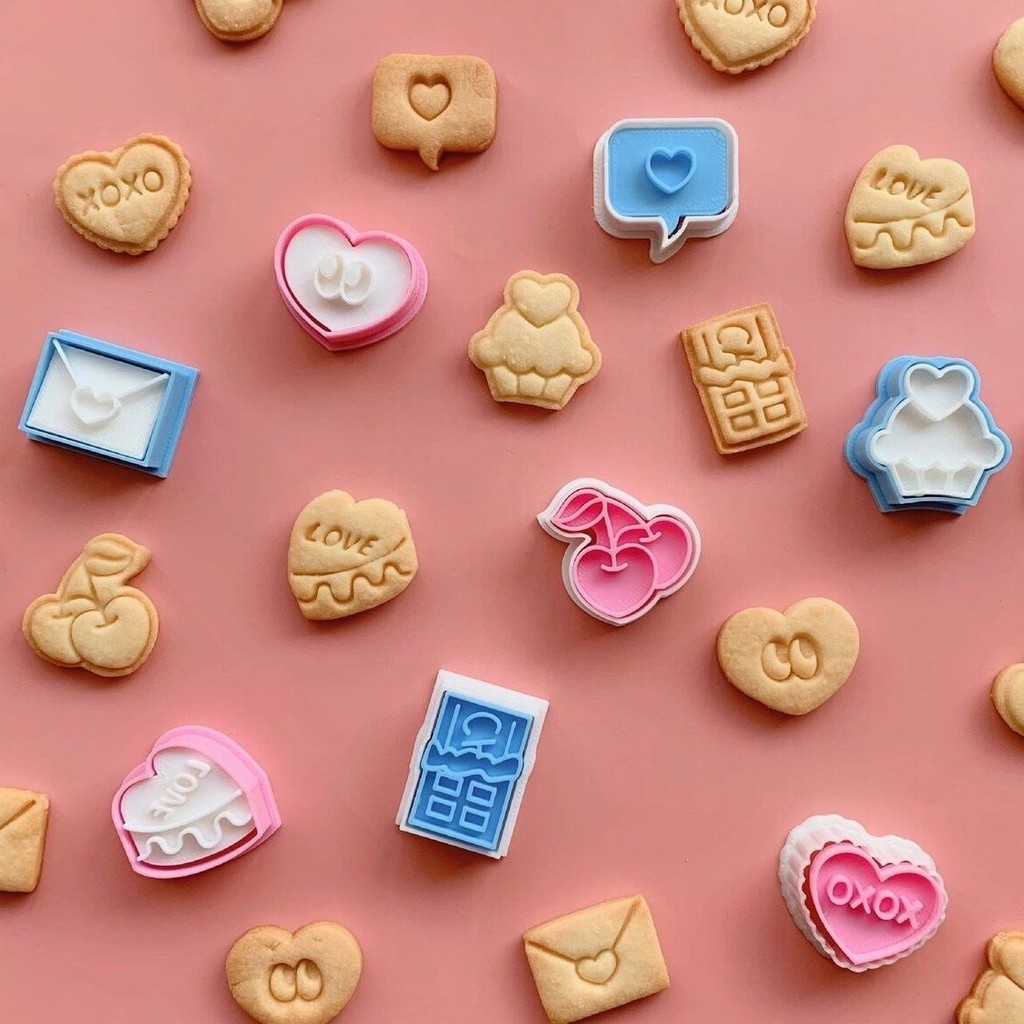 日式情人節愛心餅乾模具巧克力 蛋糕 迷你3D立體曲奇壓模烘焙工具
