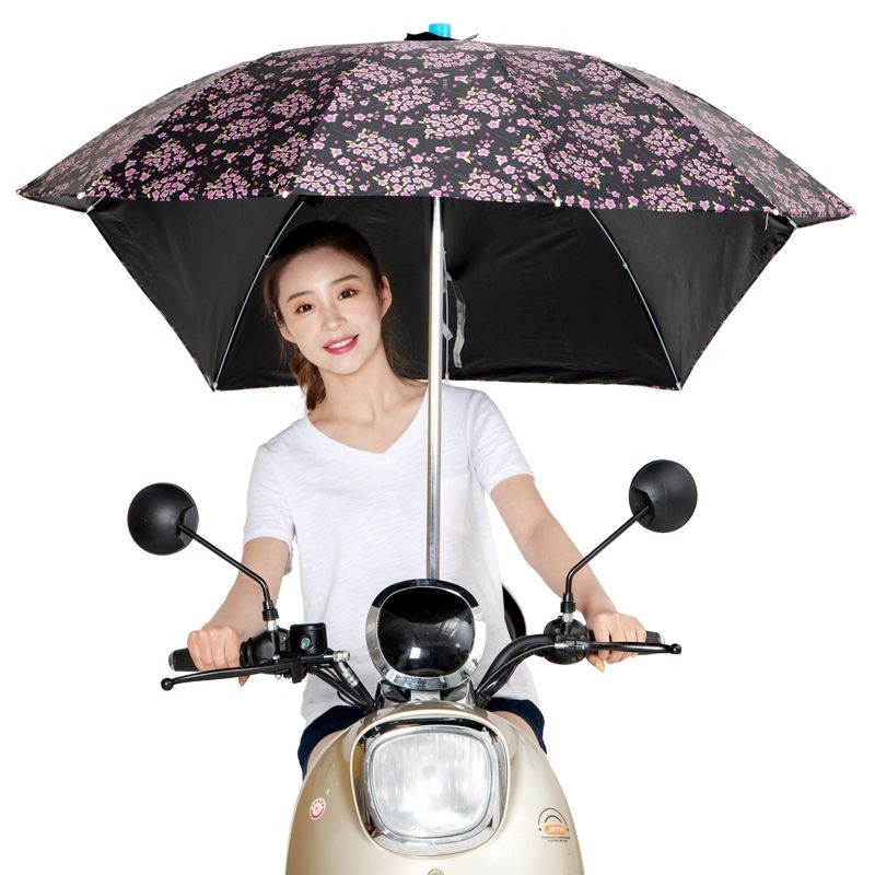 電動機車燕尾傘雨傘電動車遮陽傘電瓶車雨棚黑膠遇水現花傘加長wh24517