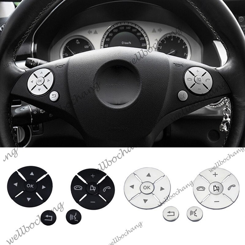 汽車內飾方向盤按鈕開關蓋貼紙適用於梅賽德斯奔馳 C E S GLK 級 W204 W212 W221 X204 配件
