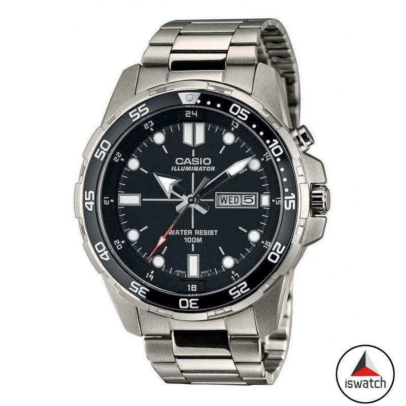卡西歐 MTD-1079D-1A 男士商務手錶不鏽鋼錶帶水鬼海心石英男士手錶