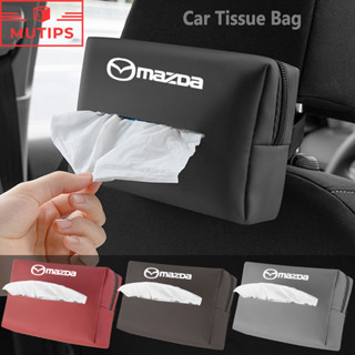 MAZDA 馬自達汽車座椅靠背皮革紙巾盒支架汽車遮陽板紙巾收納袋適用於 2 3 CX5 CX30 CX8 CX3 Maz