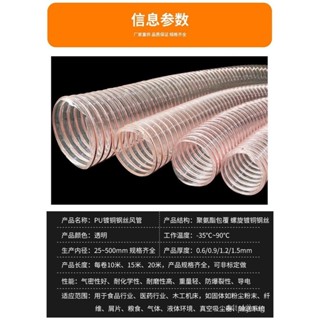 🔥限時下殺-pu聚氨酯風管 透明吸塵管 木工木屑工業波紋管 通風管 0.63mm 木工吸塵伸縮管 鍍銅鋼絲軟管