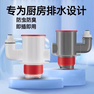 熱賣廚房下水管三頭通下水道三通分水器水槽排水管防返臭神器二閤一
