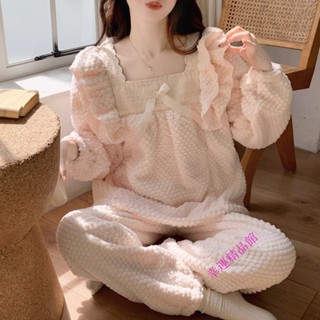 新品上市 秋冬季睡衣女珊瑚絨加厚加絨可愛冬天新款法蘭絨可外穿家居服套裝