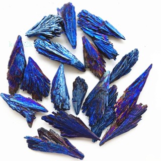 🔥靈犀福運堂 已祈福 天然水晶 🔥天然黑碧璽電鍍 藍色孔雀尾巴羽毛天然水晶原石 礦標收藏敎學標本 TRSJ