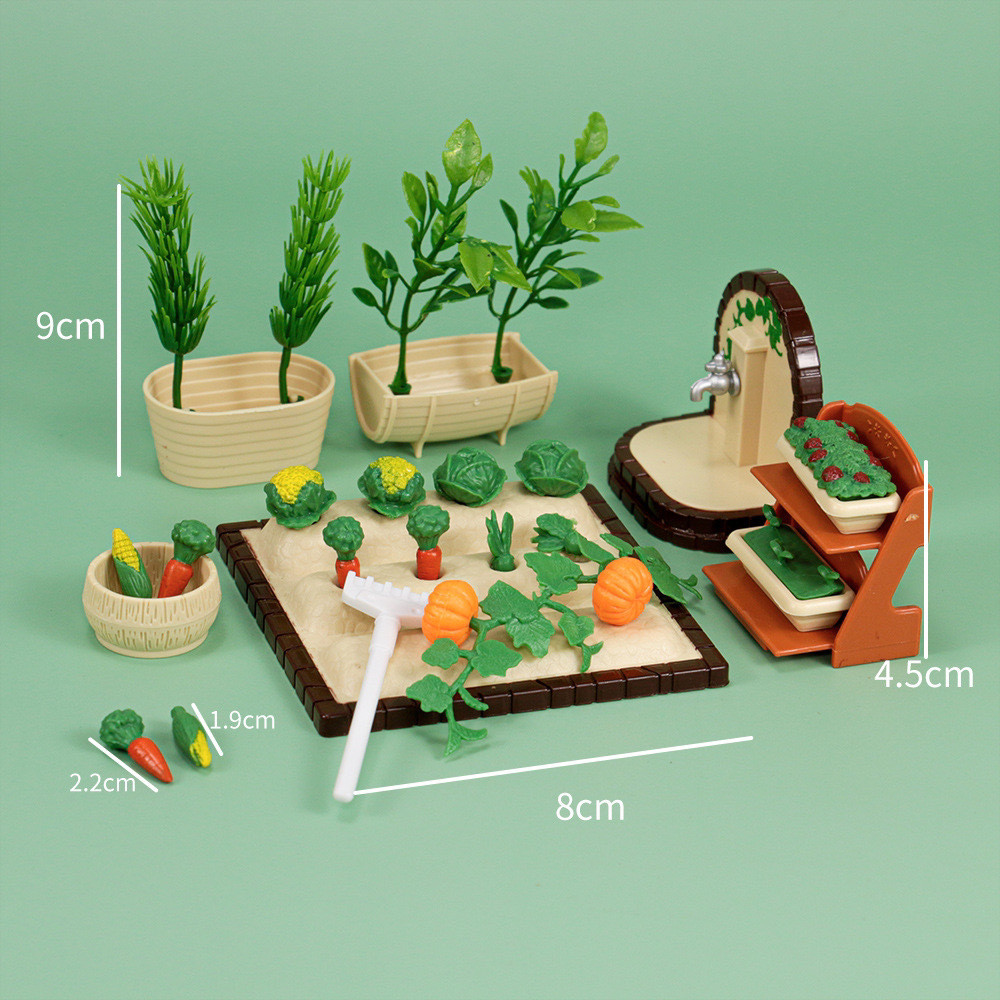 微縮玩具迷你娃娃屋菜園套森林家族迷你田園種菜食玩過家家玩具