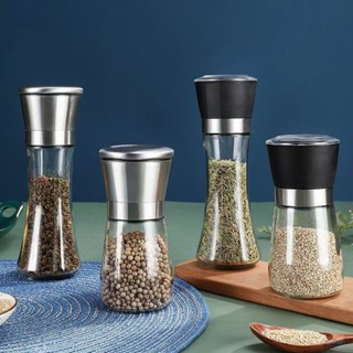 ✨現貨✨研磨器不鏽鋼手動研磨瓶家用玻璃調料瓶胡椒磨粉器廚房用品調味瓶