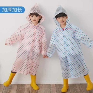兩件式雨衣 二件式雨衣 兒童雨衣 兒童雨衣雨披卡通女童長款波點EVA連身非一次性上學透明時尚學生