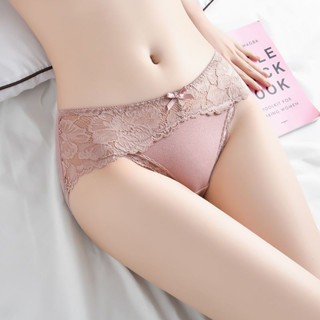 4條 蕾絲內褲女性感迷人無痕中腰純棉抗菌襠全棉透氣女士三角內褲20250326
