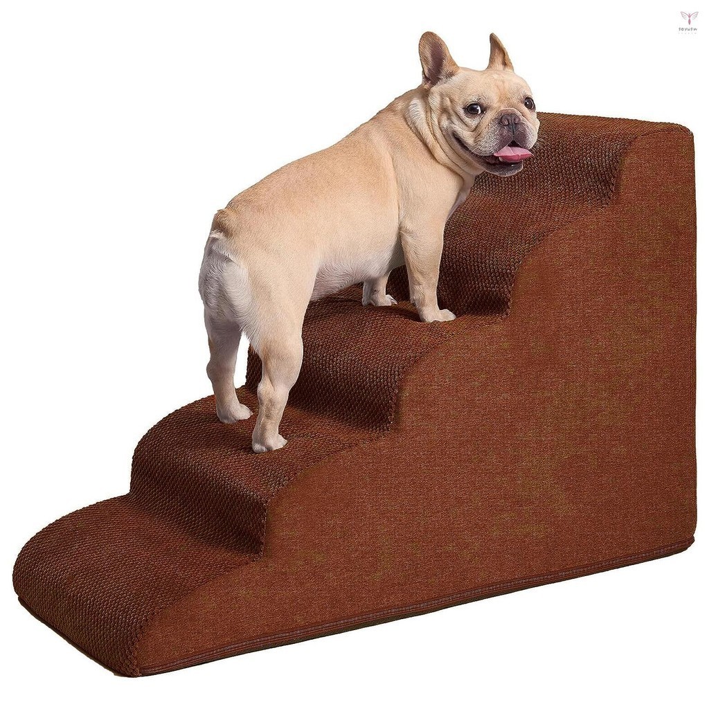 用於高床攀爬的狗樓梯 5 步狗台階適合小型犬貓的彎曲寵物樓梯用於高床攀爬的防滑平衡寵物台階小型寵物狗的室內樓梯