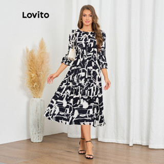 Lovito 女士休閒幾何圖案洋裝 LBL20253