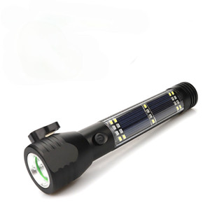 太陽能USB強光充電安全錘警報器指南針強磁手電筒