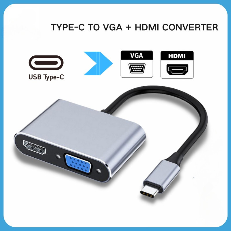 2 合 1 USB C 轉 HDMI 4K VGA 適配器 USB 3.0 Type C USB-C 轉 VGA HDM