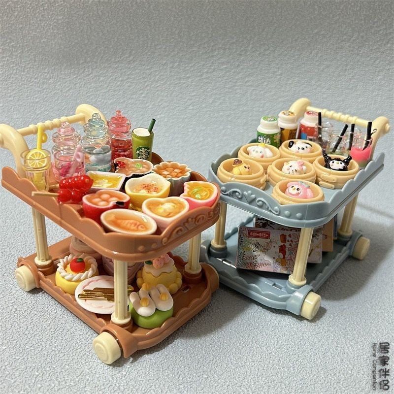 【居傢伴侶】迷你過傢傢玩具餐車推車微縮食玩可愛娃娃屋廚房道具模型擺件bo11 CHC8
