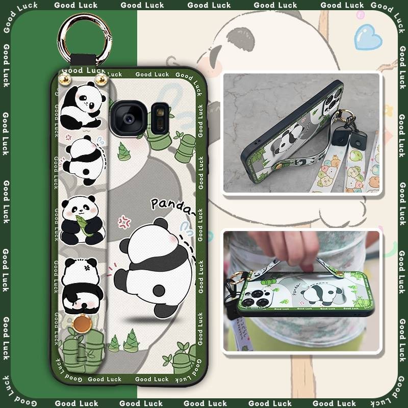 三星S6 Edge Plus/G9280/Note5 Edge手機殼趣味奢華國寶個性熊貓散熱支架動漫硅膠新款潮流腕帶